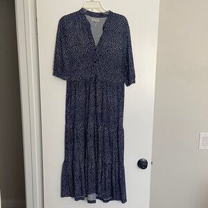 Women's Navy Petal Tiered Midi Dress - Max Studio